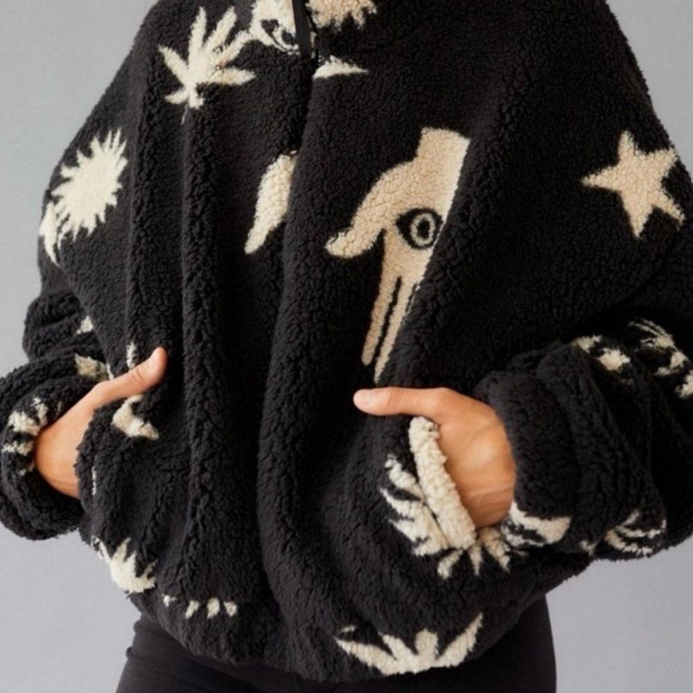 Urban Outfitters Black and Cream Olivia Evil Eye Jacket S